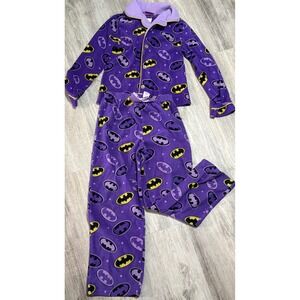 Batgirl Girls Purple Fleece Pajama Set 2 Piece M 7/8 DC Comics Sleepwear